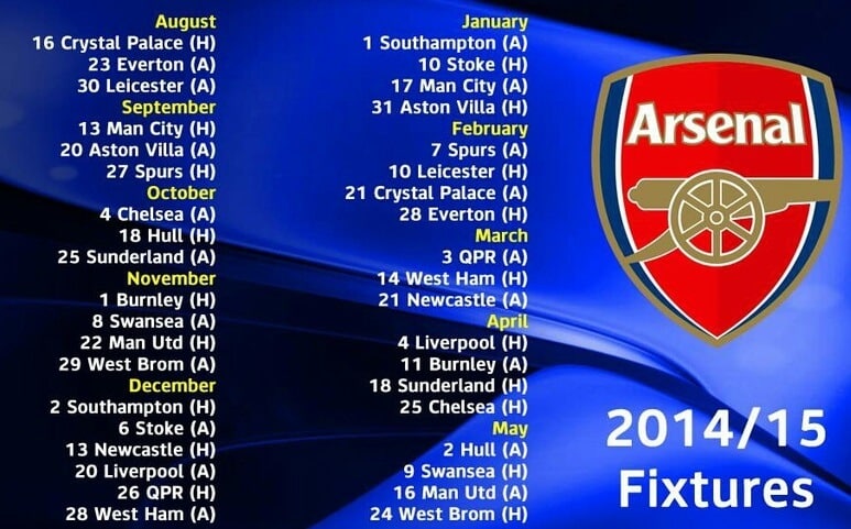 Arsenal Schedule 2014-15 - Colaboratory